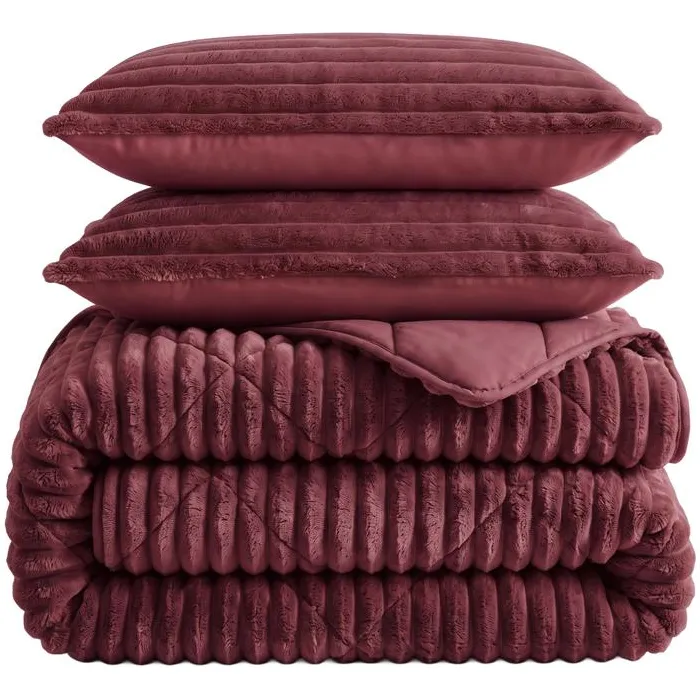Zensation Lazy all-in-one dekbed ribstof - bordeaux, foto 3