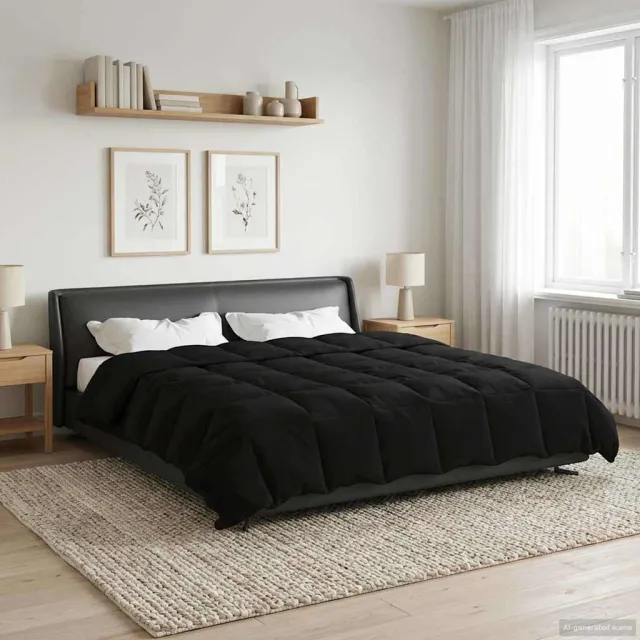 vidaXL Vol jaar dekbed 200 x 220 cm Microfiber (100% polyester) Zwart