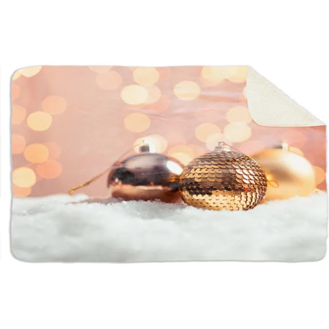 'Maplusbelle' Fleecedeken Kerstbal2, FD2023505, Plaid, 96x146cm, Polyester Sherpa Full Colour voorzijde, witte achterzijde