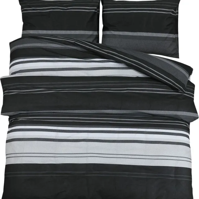 vidaXL 155 - x - 220 - cm - + - 80 - x - 80 - cm - 100% - Cotton - Black - Stripes Zwart