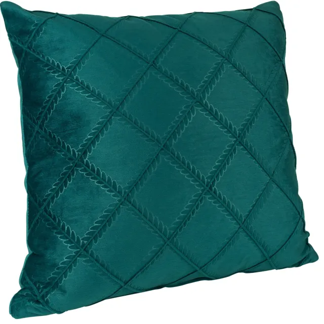 QUVIO Kussenhoes fluweel - Ruit patroon - 45 x 45 cm - Donkergroen