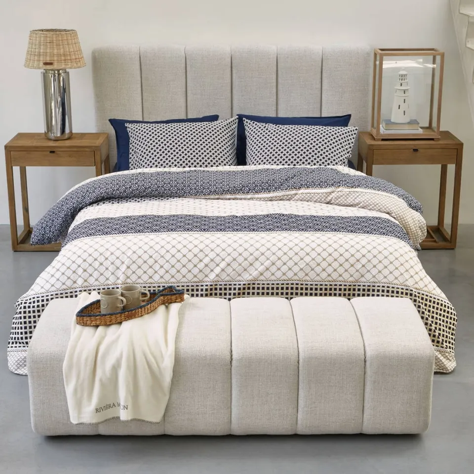 Riviera Maison Ropes katoenen grafische 1-persoons dekbedovertrek 140x220 cm - blauw, foto 3