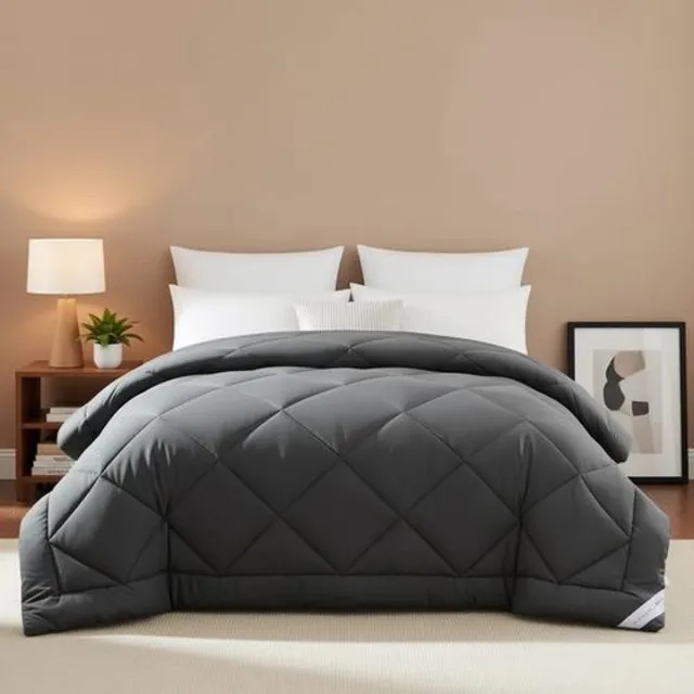 Arvion 4-seizoenen dekbed microvezel 300 g/m² - 240 x 260 cm - Grijs - Ademend en zacht