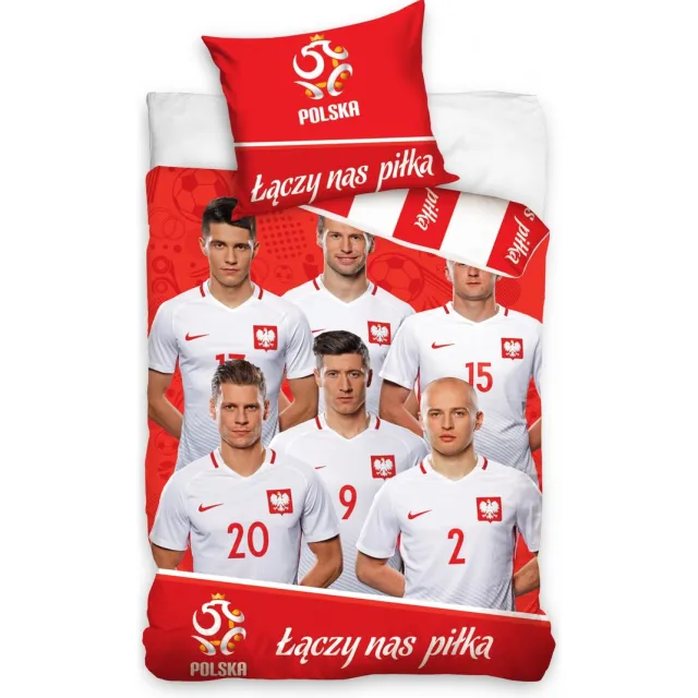 Carbotex Dekbedovertrek Polen - Spelers 160 X 200 Cm Rood