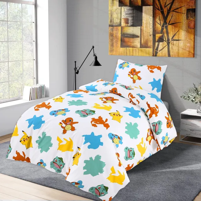 BED GLOW & APPAREL Pokemon Beddengoedset | Dekbedovertrek 140x200 + Hoeslaken 90x200+25 + Kussensloop 60x70 | 100% Katoen meerkleurig