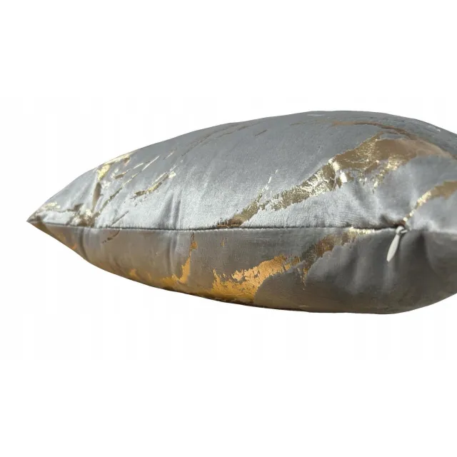 art+design Merkloze Decoratieve Kussensloop 60x60 cm - Zacht Velours met Gouden Print Grijs-beige met gouden print