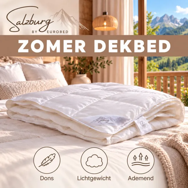 Eurobed Zomerdekbed Salzburg - Oostenrijks Schuddons 240x200 - Fluffy Dons Dekbed - Licht Slapen - RDS & Nomite Keurmerk - Nederlands Fabrikaat Wit