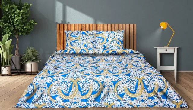 Lubna Home Dekbedovertrekset 240x220/200cm LITS-JUMEAUX RANFORCE 100%KATOEN 2X KUSSEN SLOOP 60x70 BLAUW OTTOMIS
