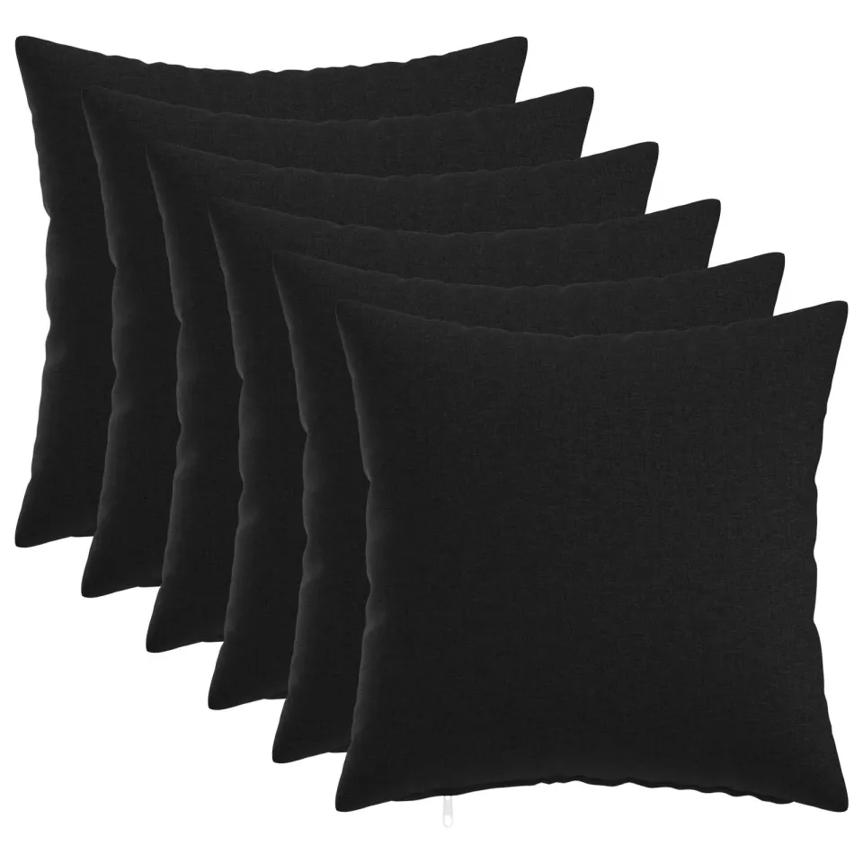 vidaXL Kussensloop 6 st HEERLEN Zwart 30 x 30 cm Stof, foto 3