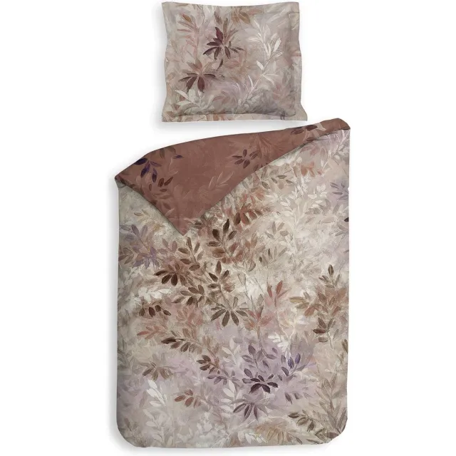 Heckett & Lane Heckettlane Dekbedovertrek Yamile - Bedlinnen met Bladeren print - Natural - Dekbedhoes van 100% Katoen-Twill