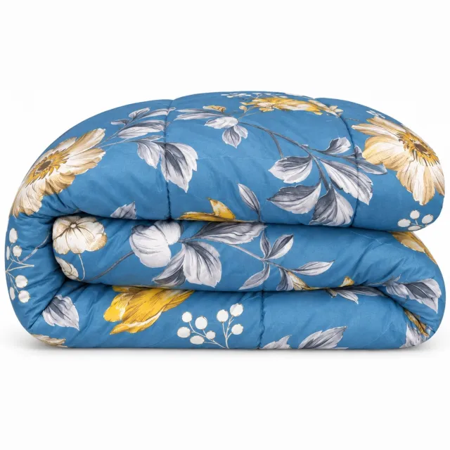bedlin Dekbed bedrukt - Zonder hoes ( 2 in 1 ) - Tweezijdig - 240 x 220 cm - Flowers 26 Blauw