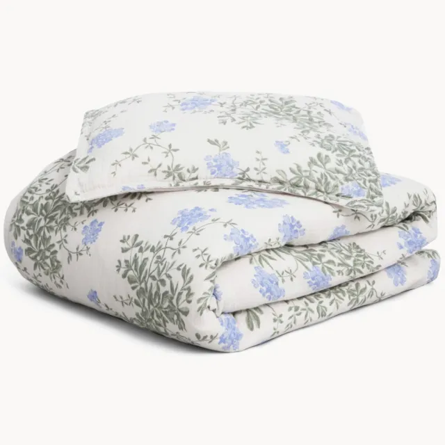 Garbo & Friends Baby katoenen beddengoedset Plumbago, 100 x 140 cm + 1 kussen 40 x 60 cm Wit, Groen