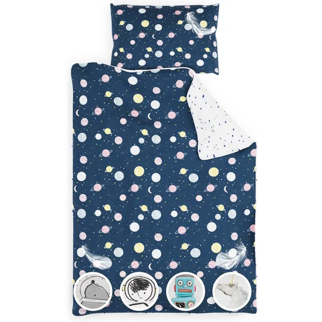 Sleepwise Kinderbeddengoed | OEKO-Tex gecertificeerd 2-delig beddengoed kinderen met kussensloop | Extra zacht microvezel kinderbeddengoed set met ritssluiting | Planets planeet