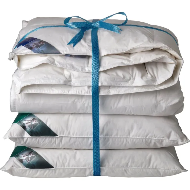 Ten Cate 60% Eendendonzen 4-Seizoenen Dekbed + 2 Hoofdkussens - 200x200 cm - Luxe Eendendons - Ademend - Vochtregulerend - Dekbed Set Wit