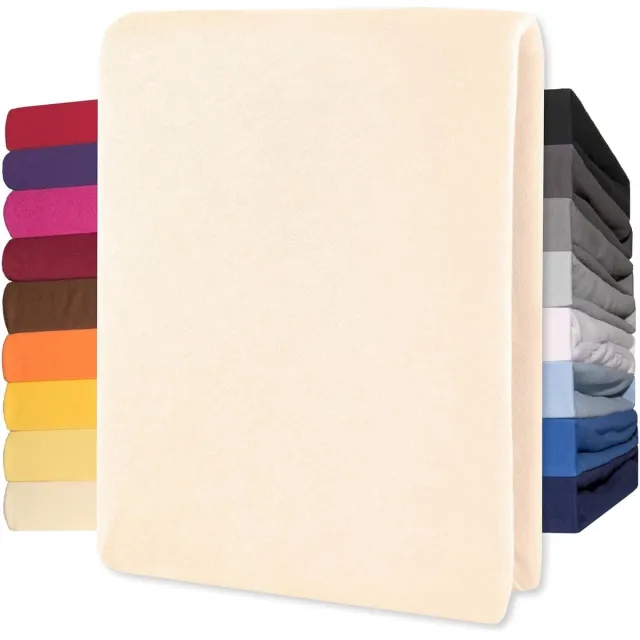 Lucina Hoeslaken Jersey Katoen Stretch 30cm Hoge Hoek - beige 200x200cm - 200x220cm