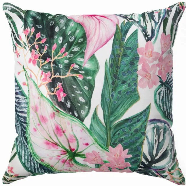 Eurofirany Decoratieve Kussensloop Eli Bladeren 45x45 cm - Wit, Groen, Roze