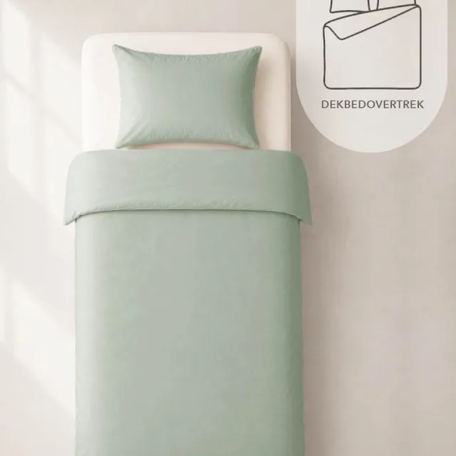HOOMstyle Dekbedovertrek met kussenslopen - luxe micro Percale - dekbedovertrek - Aloë Vera Groen, foto 2