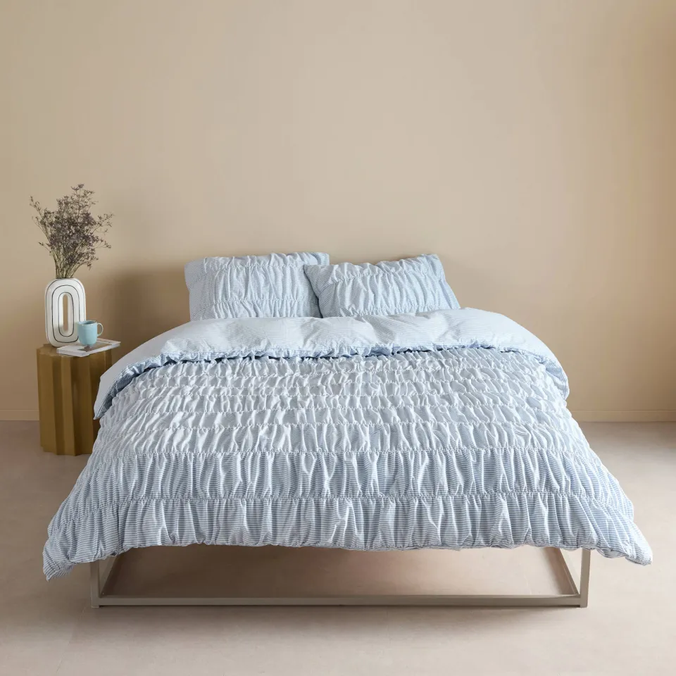 NOUS Living katoenen dekbedovertrek 1-persoons (140x220 cm) blauw, foto 4