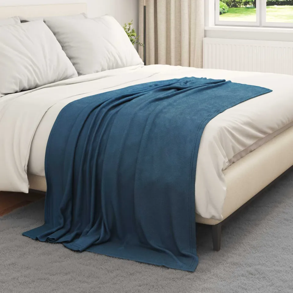 vidaXL plaid Marineblauw 170 x 130 cm 0,31 kg Fleece, foto 3
