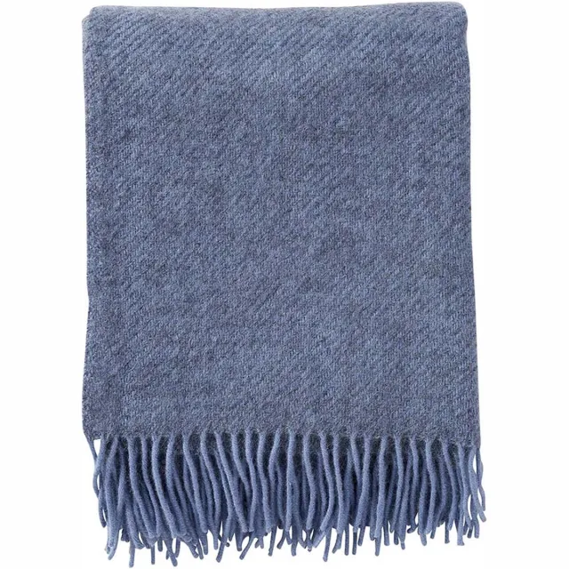 Klippan Yllefabrik Klippan- Gotland- Woondeken - Plaid - Lamswol en Gotland wol - 130cm x 200cm - blauw- infinity blue
