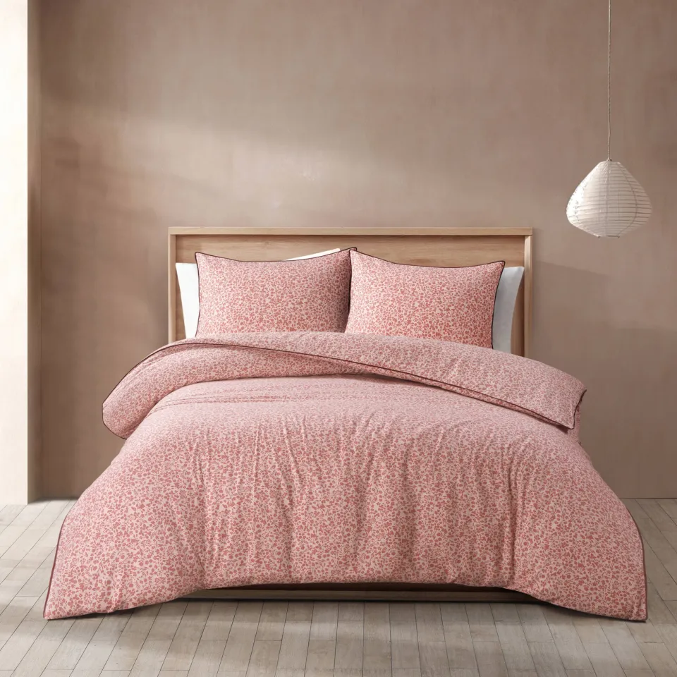 NOUS Living flanellen gebloemde 2-persoons dekbedovertrek 200x220 cm - roze, foto 2