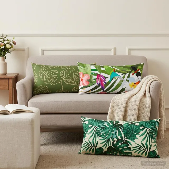 vidaXL Kussensloop 6 st HEERLEN Bladpatroon 40 x 70 cm Polyester Groen