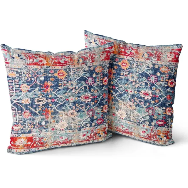 Ibenzoa Set van 2 Boho Velours Kussenslopen met Retro Patroon voor Bank en Woonkamer boho7