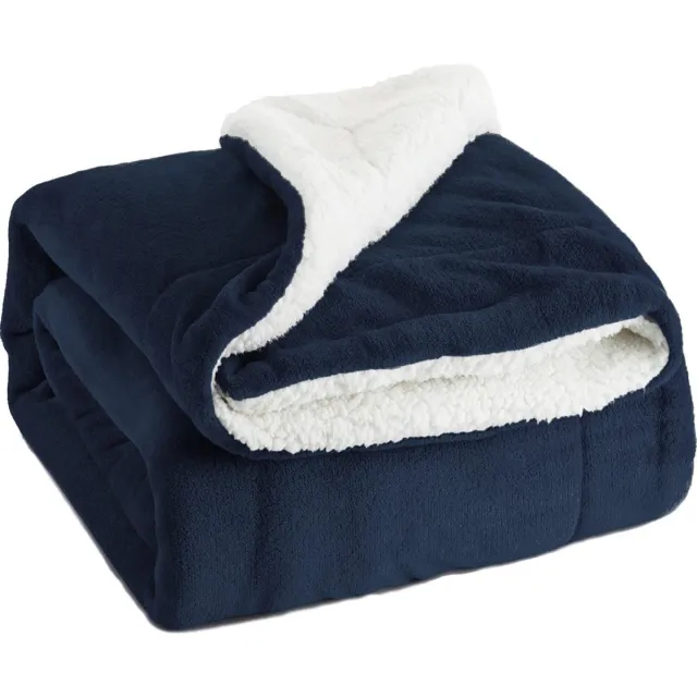 further Marine Blauw Sherpa Deken, tweezijdige woondeken, extra dik, warm, sofadeken/sofadeken van Sherpa, super zachte fleecedeken als bankdeken of woonkamerdeken, 200 x 230 cm
