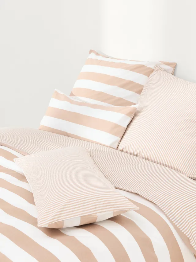 Westwing Collection Gestreept katoenen dubbelzijdig dekbedovertrekset Lorena Beige