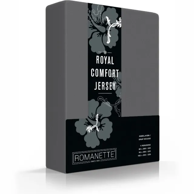 Royal Jersey Comfort Premium 95% Macokatoen / 5% Lycra Hoeslaken - Tweepersoons (140/150/160x200/210/220 cm) - Antraciet Grijs