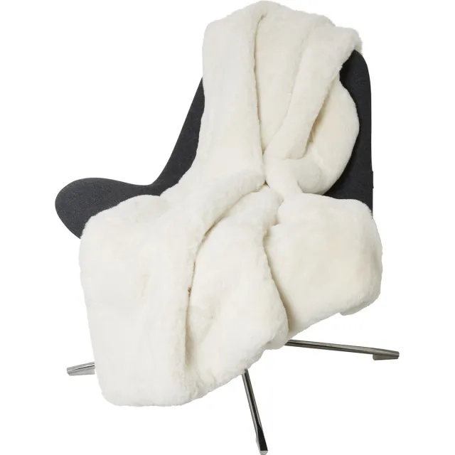 Skinwille Home Collection Fluffy Plaid/Deken/Sprei Ivory – Zacht Imitatiebont 120x180 cm – Skinwille Home