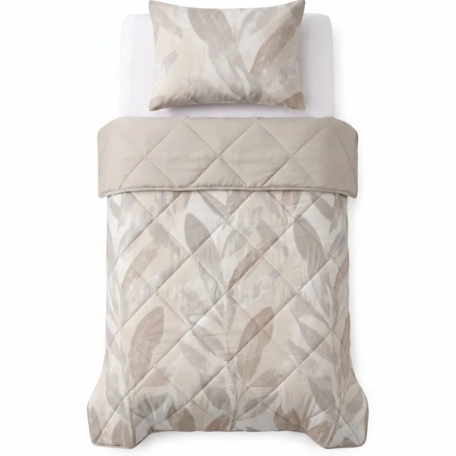 Sleeptime Gacho 2 in 1 Wasbaar Dekbed zonder Overtrek - Eenpersoons 140x220 cm - Inclusief 1 Kussensloop 60x70 cm - 100% Katoen - Taupe