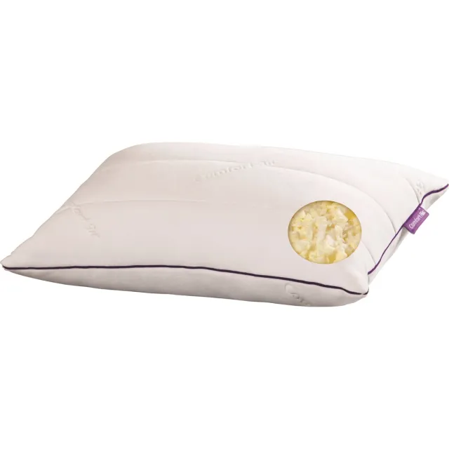 Comfort Air Memory Foam Stress Relief kussen 60x60 cm - drukverlagend hoofdkussen - Memory Foam vlokkenvulling - 60x60 cm - voor rug- en zij slapers wit met paarse bies