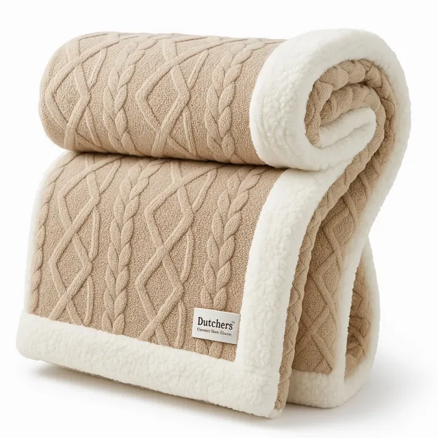 Dutchers Plaid - XXL - 200x230cm - Kaki - Blanket - Dekbed - Fleece Deken - Heerlijk warm voor op de bank of in bed - Cosy - Winter Herfst