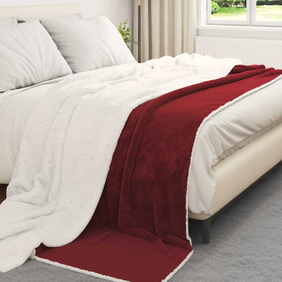 vidaXL plaid Bordeaux Rood 240 x 220 cm 2,67 kg Fleece, foto 3