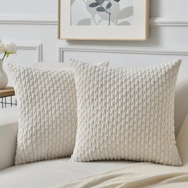 Unyqoos Kussensloop Set van 2 in Zacht Corduroy Fluweel voor Sfeervolle Interieurs wit