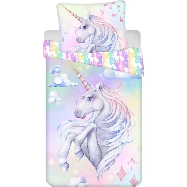 Sweet Home Dekbedovertrek, Unicorn - Eenpersoons - 140 x 200 cm - Katoen Multi