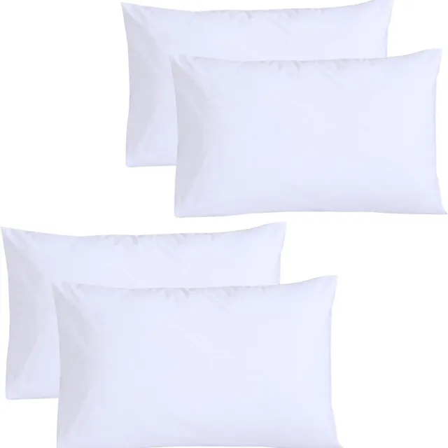 Famanu Kussenslopen - 4 stuks - wit - draaddichtheid 200 - 100% Egyptisch katoen - zachte ademende kussenslopen met envelopsluiting (50 x 75 + 15 cm White