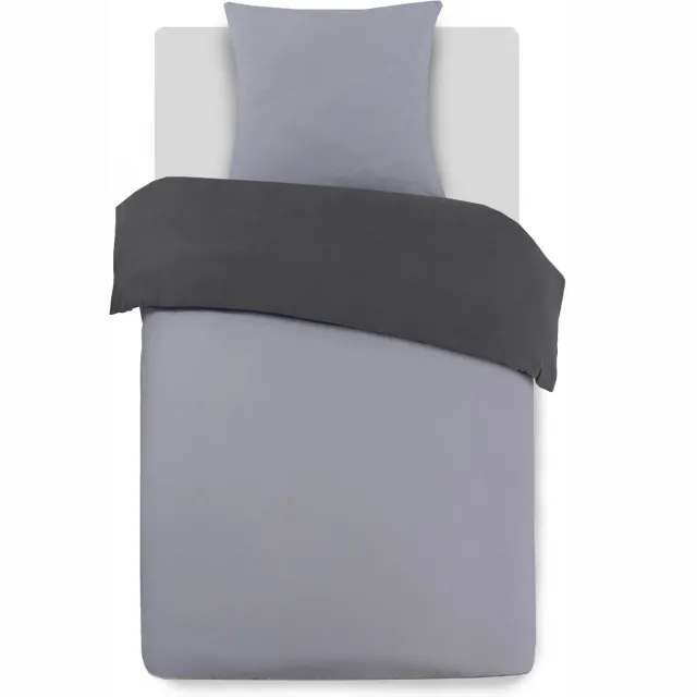 VISION home VISION Flanel - Tweezijdig omkeerbaar Dekbedovertrekset - 100% katoen flanel: warm en zacht - Dekbedovertrek met 1 bijhorende sloop - Grijs / Antraciet - Oekotex gecertificeerd