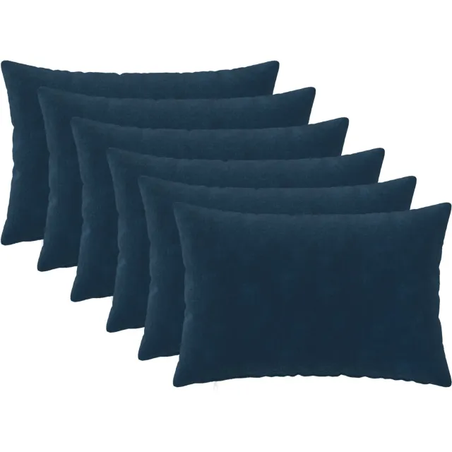 vidaXL Kussensloop 6 st HEERLEN Blauw 50 x 80 cm Microfiber Fleece