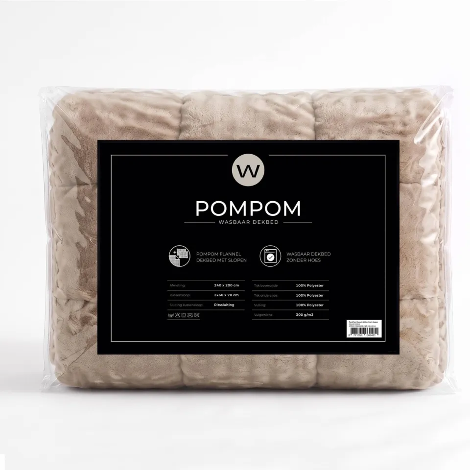 W wasbaar dekbed PomPom - Zand, foto 3