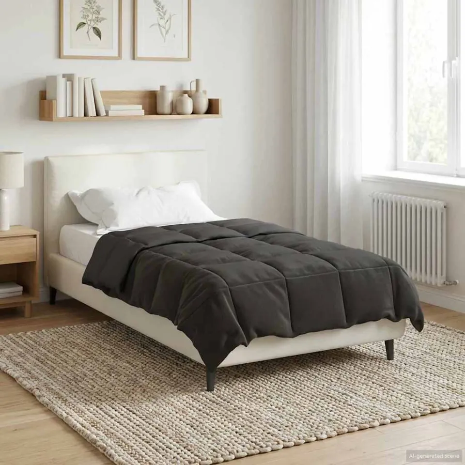 vidaXL Vol jaar dekbed 140 x 200 cm 300 GSM Microvezel Antraciet, foto 4