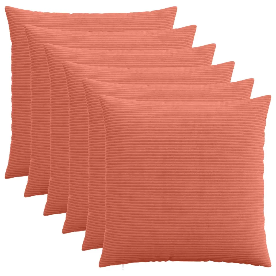 vidaXL Kussensloop 6 st HEERLEN Rood-oranje 55 x 55 cm corduroy, foto 3