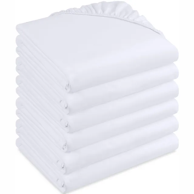 Ibenzoa Luxueus Zacht Set van 6 Hoeslakens met Diepe Zakken voor Optimale Pasvorm wit