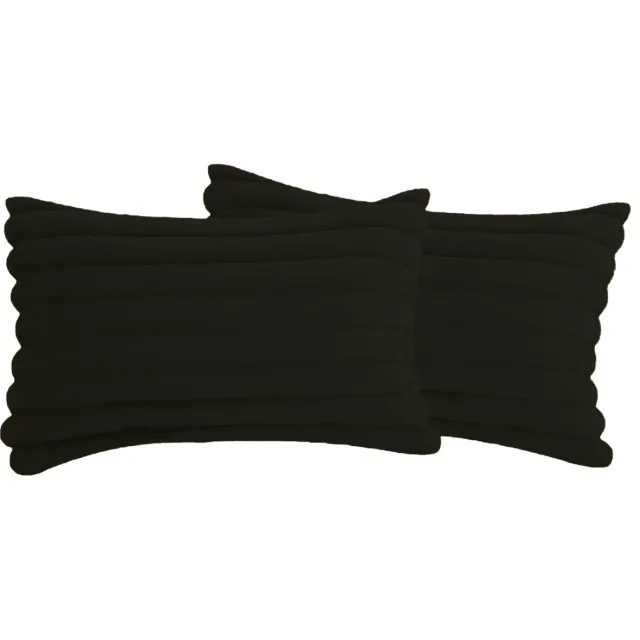 MODFU Kussenslopen 2 stuks 30x50 cm – Zachte pluche & fluweel – Met verborgen ritssluiting – Franjerand – Voor slaapkamer & woonkamer – Zwart