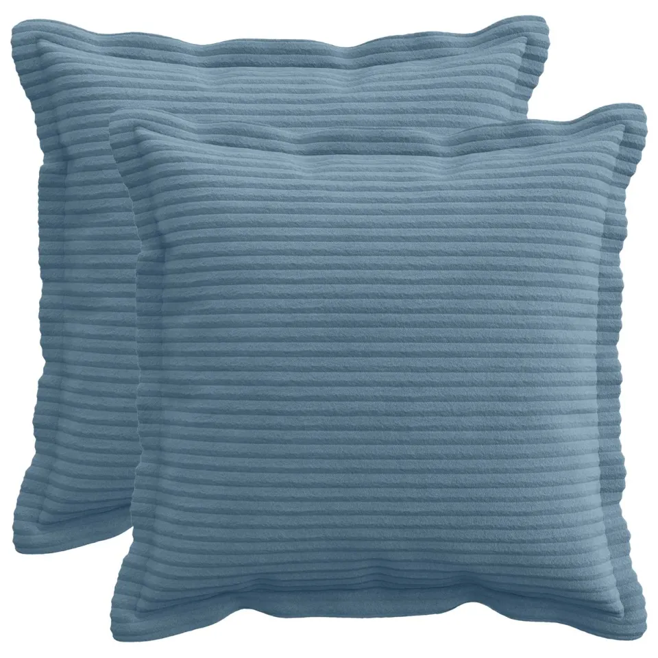 vidaXL Kussensloop 2 st HOUTEN Blauw 30 x 30 cm corduroy, foto 3