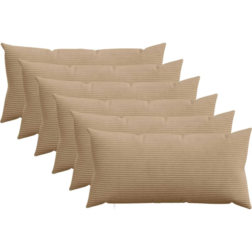 vidaXL Kussensloop 6 st HEERLEN Bruin 40 x 70 cm corduroy, foto 3