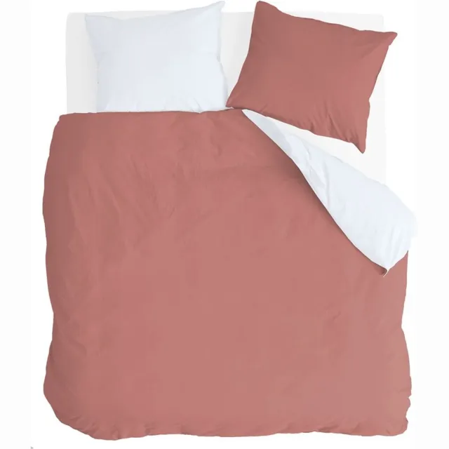 BYRKLUND Dekbedovertrek Side Way - 200x220 - 100% Katoen - Terra / Wit