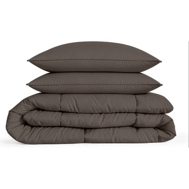 Eleganzzz Eazy Dekbed zonder Overtrek Inclusief Kussenslopen Coffee 200x200cm - Bruin Dekbed - Wasbaar Dekbed - Hoesloos Dekbed - All Year Dekbed - Tweepersoons Dekbed