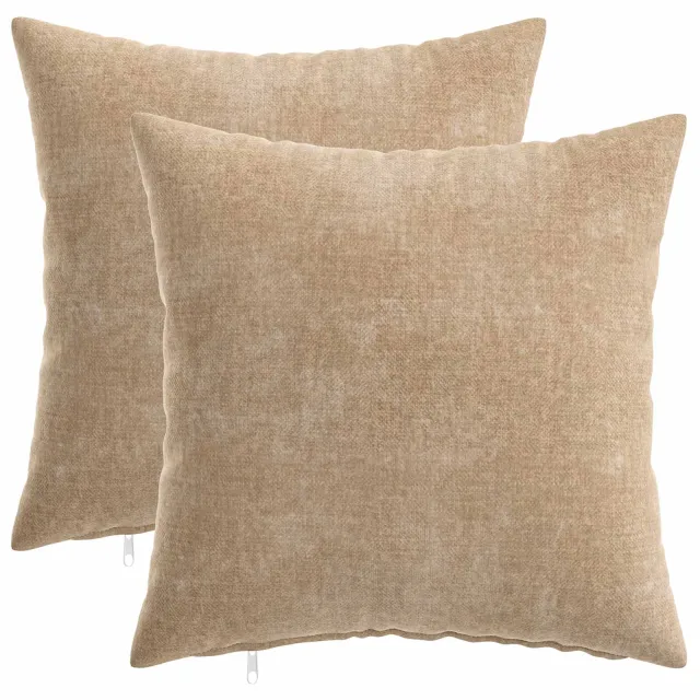 vidaXL Kussensloop 2 st HEERLEN Taupe 40 x 40 cm Chenille Stof
